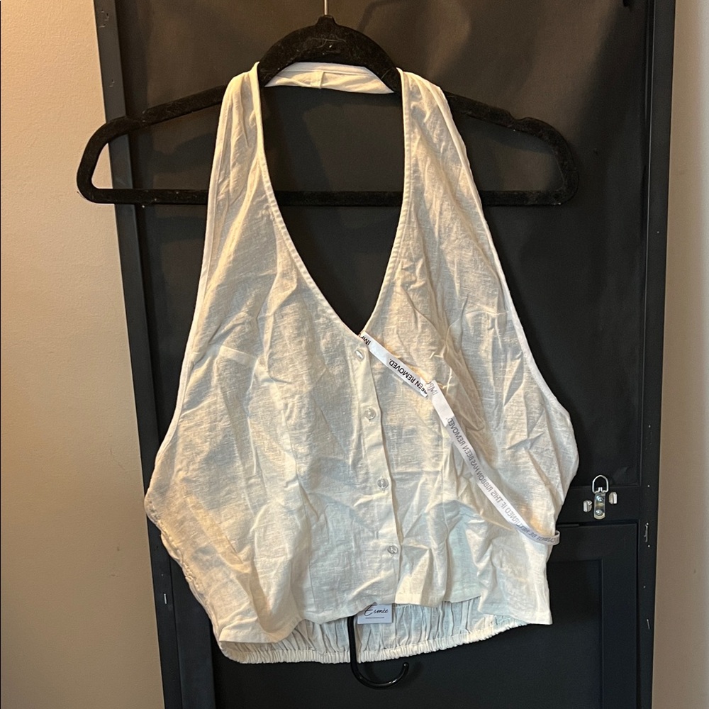 White Sleeveless Halter Top